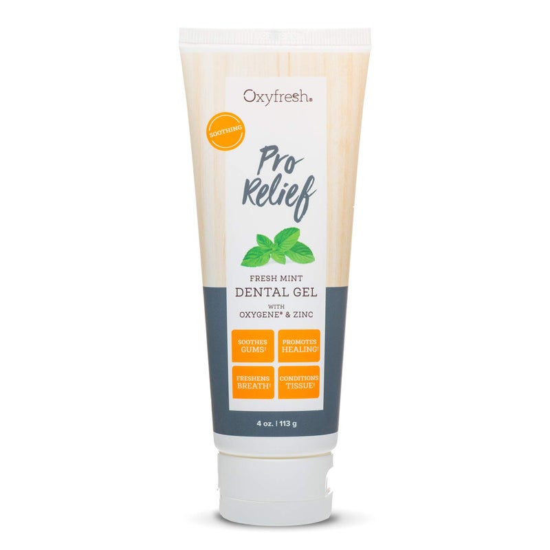 Oxyfresh Pro Relief Fluoride Free Dental Gel with Zinc and for Soothing Irritated Gums and Support Gum Health â€“ Infused with Aloe Vera, Chamomile and Xylitol â€“ Dentist Recommended - 4 oz - Image 1